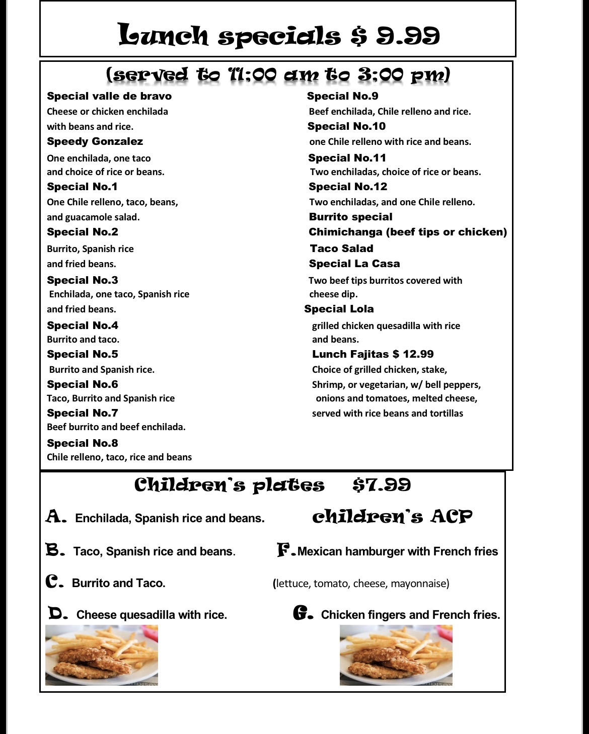 Lunch Specials & Kids